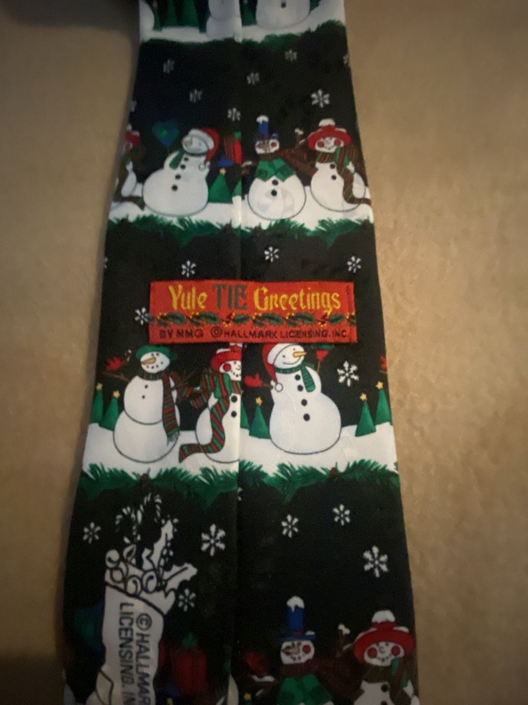 Hallmark Yule Tie Greetings Snowman Christmas Necktie 2