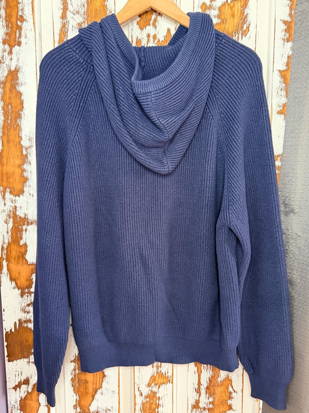 Edikted Women’s Navy Blue Knit Hooded Sweater Pullover Kangaroo Pocket Size XL 3