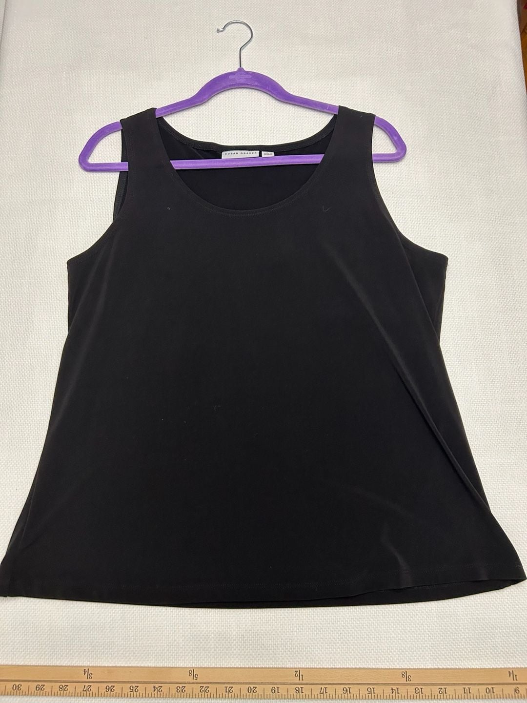Susan Graver Black Scoop Neck Sleeveless Tank Top 2