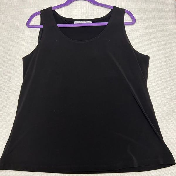 Susan Graver Black Scoop Neck Sleeveless Tank Top
