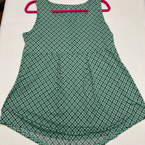 Lands' End Sleeveless Geometric Print Pleated Swing Tank Top