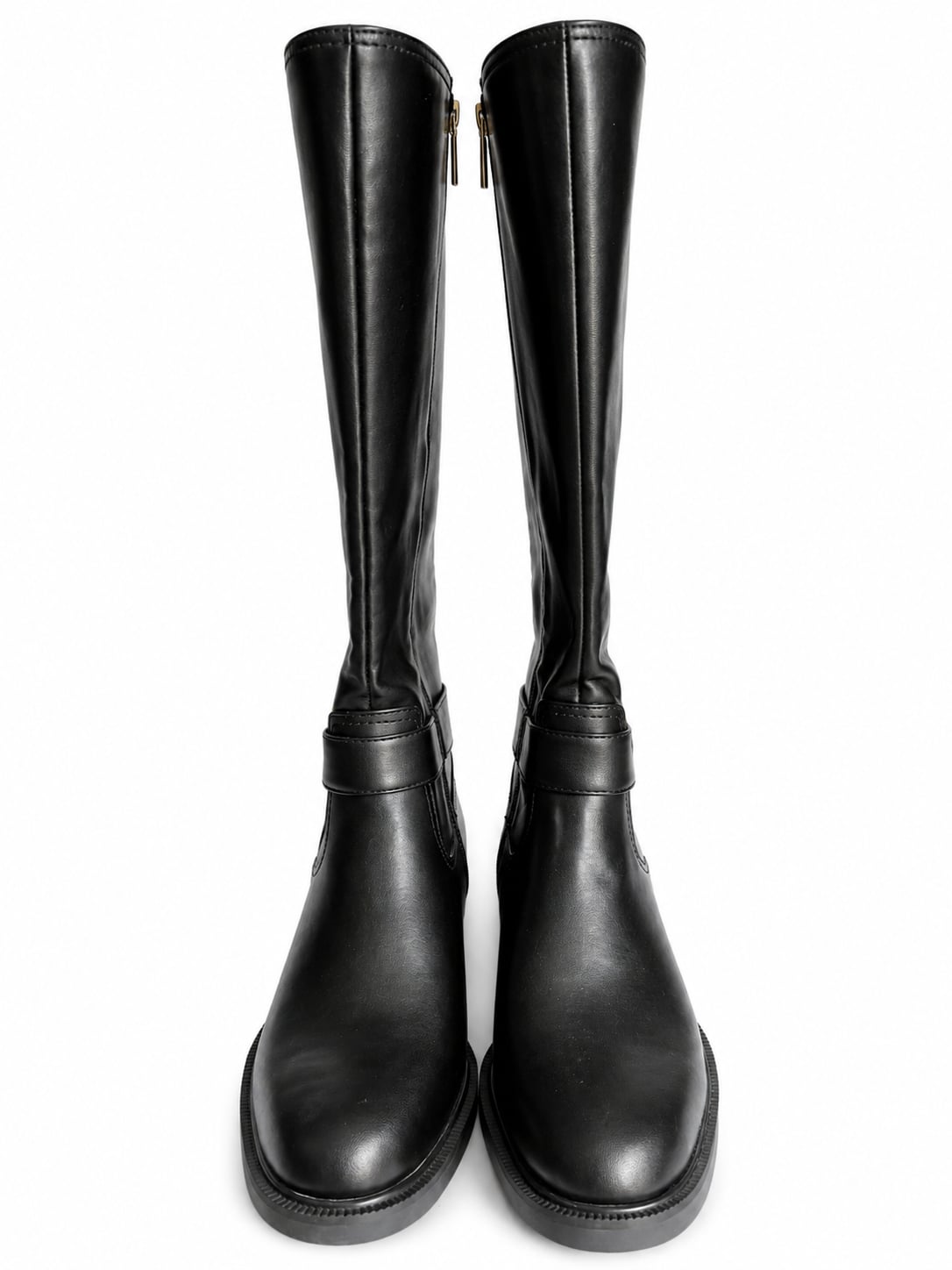 Vince Camuto Black Knee-High Riding Boots with Buckle Detail 4
