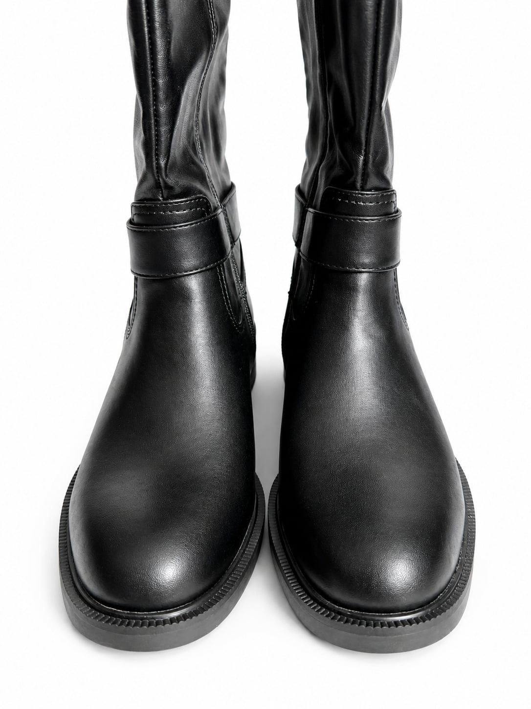 Vince Camuto Black Knee-High Riding Boots with Buckle Detail 5