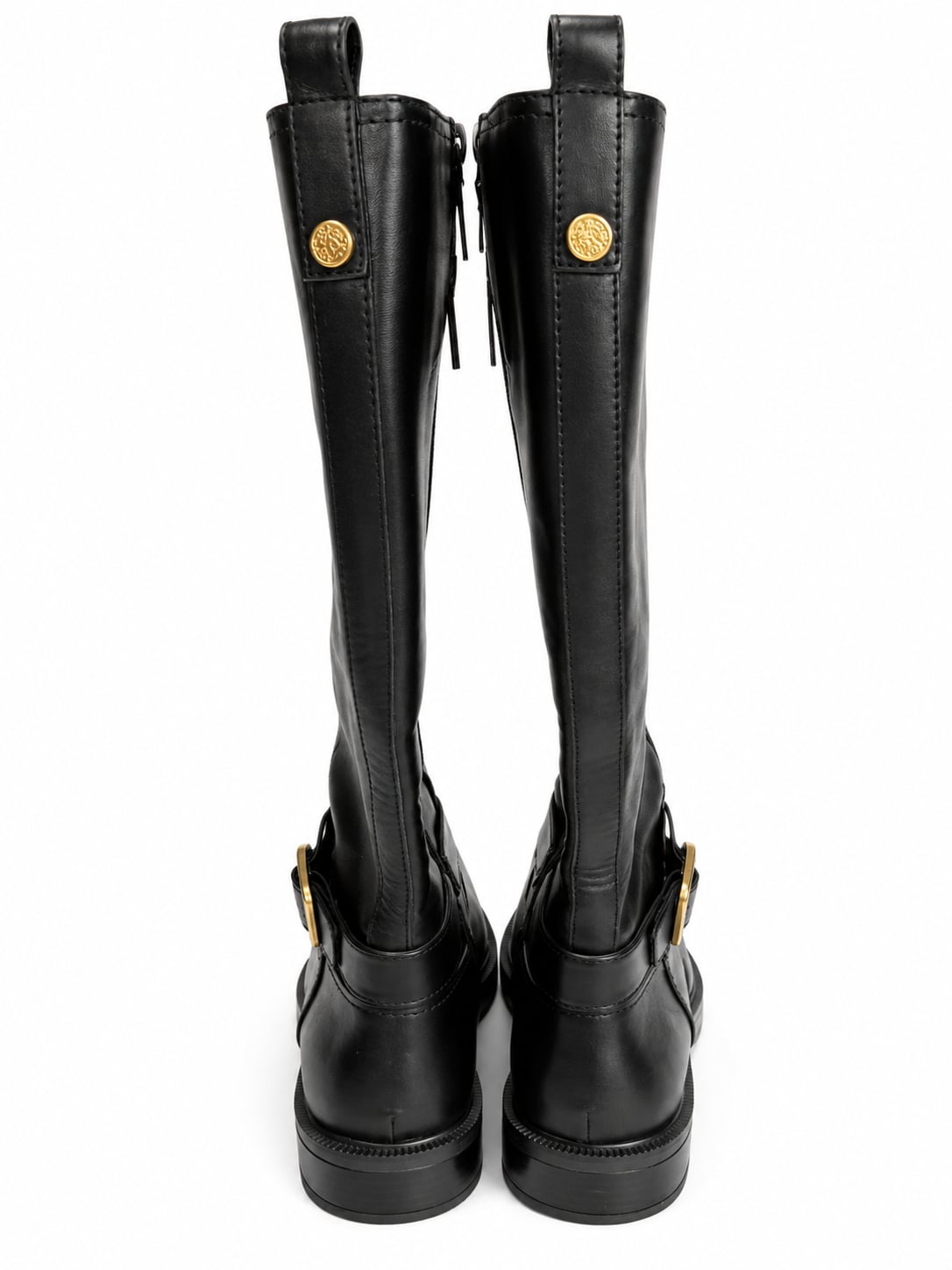 Vince Camuto Black Knee-High Riding Boots with Buckle Detail 6