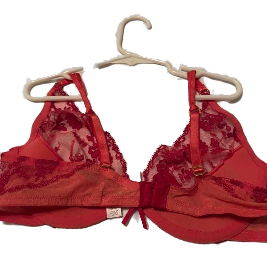 Victoria's Secret Pink Floral Lace Push Up Bra 36C 3