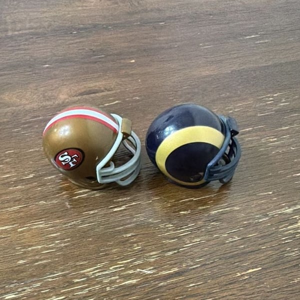 Set of 2 NFL Pocket Pro Mini Football Helmets - 49ers and Rams