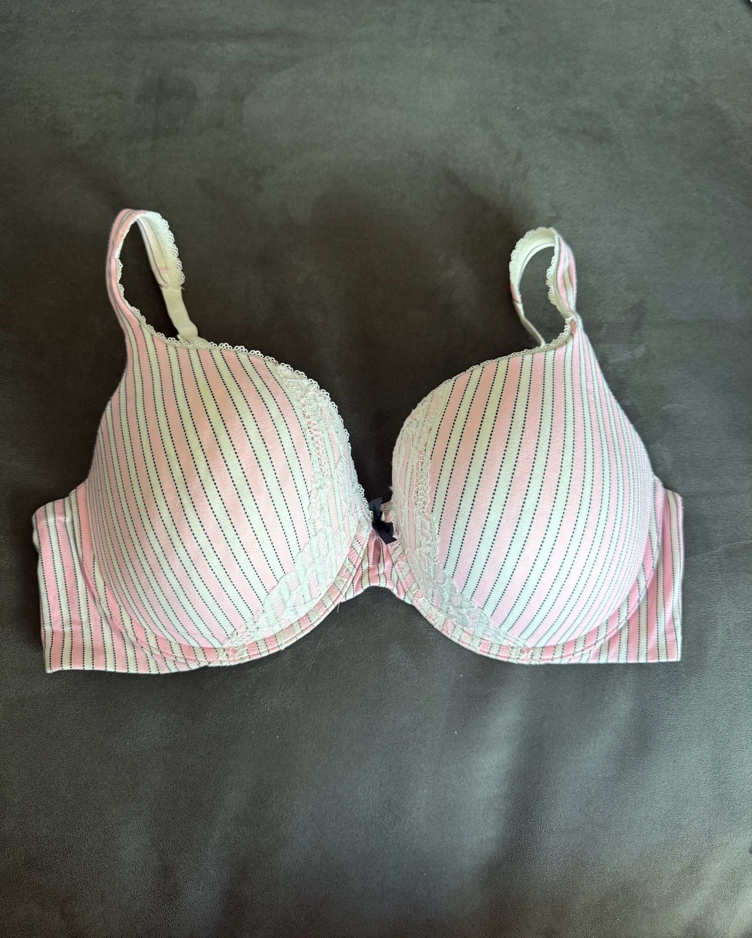 Victoria's Secret Body by Victoria Pink and White Striped Lace Bra 1