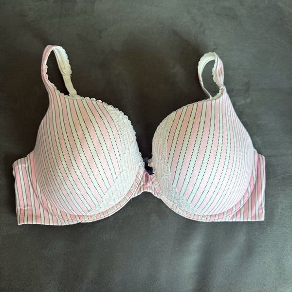 Victoria's Secret Body by Victoria Pink and White Striped Lace Bra