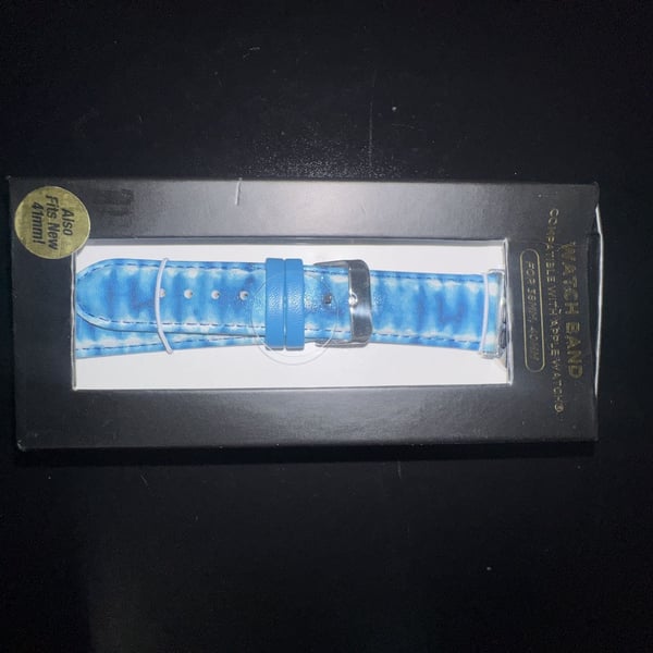 Faux Leather Watch Band for Apple Watch (Fits 38mm, 40mm, and 41mm) - Blue Tie-Dye