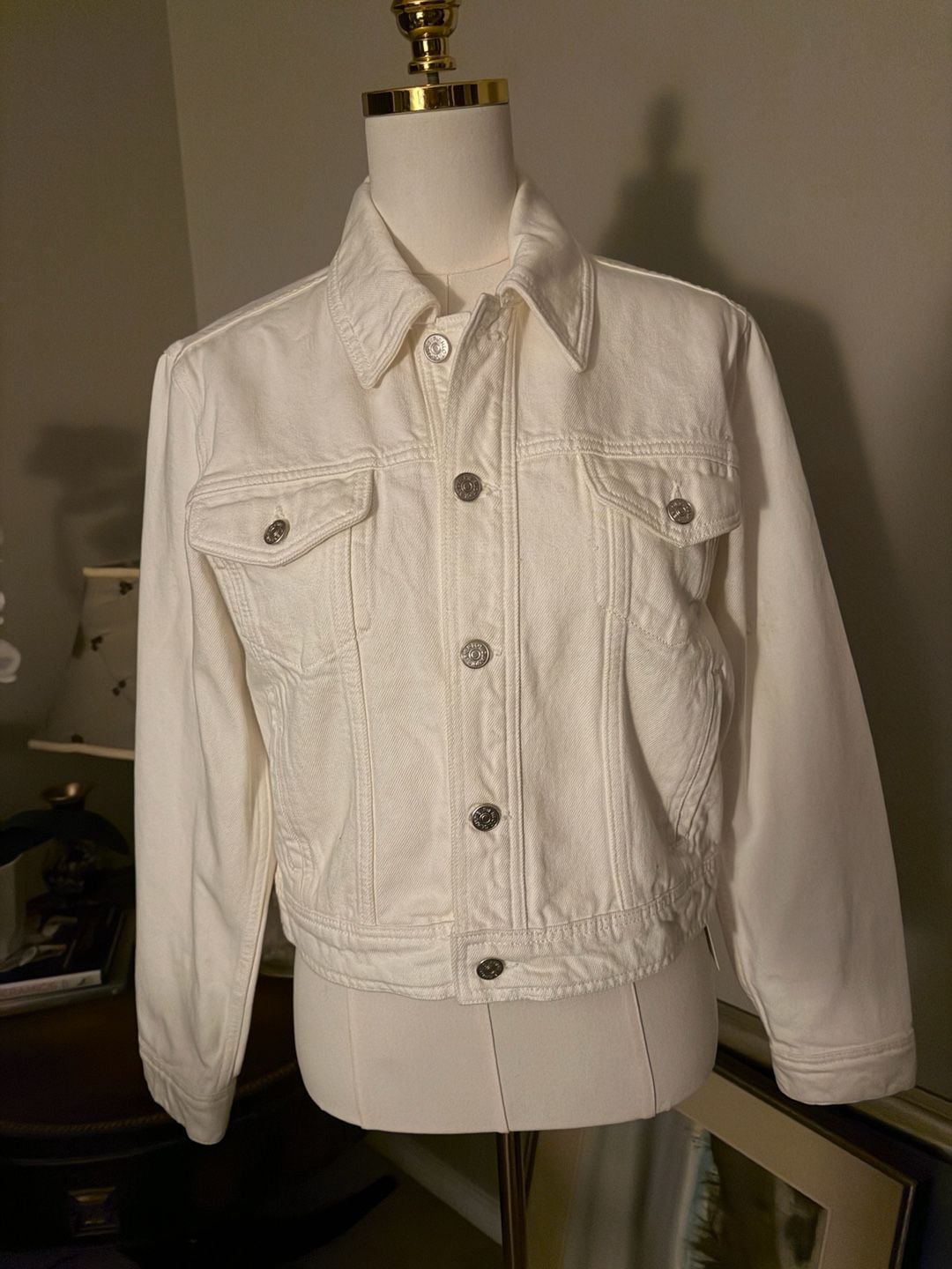 Claudie Pierlot White Denim Trucker Jacket Women FR 38 US 6 Cotton Paris 2