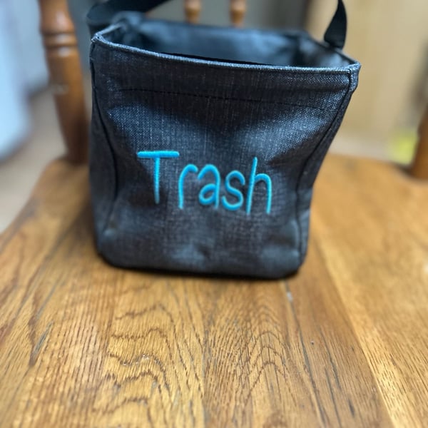 Thirty-One Littles Carry-All Caddy Organizer with 'Trash' Embroidery