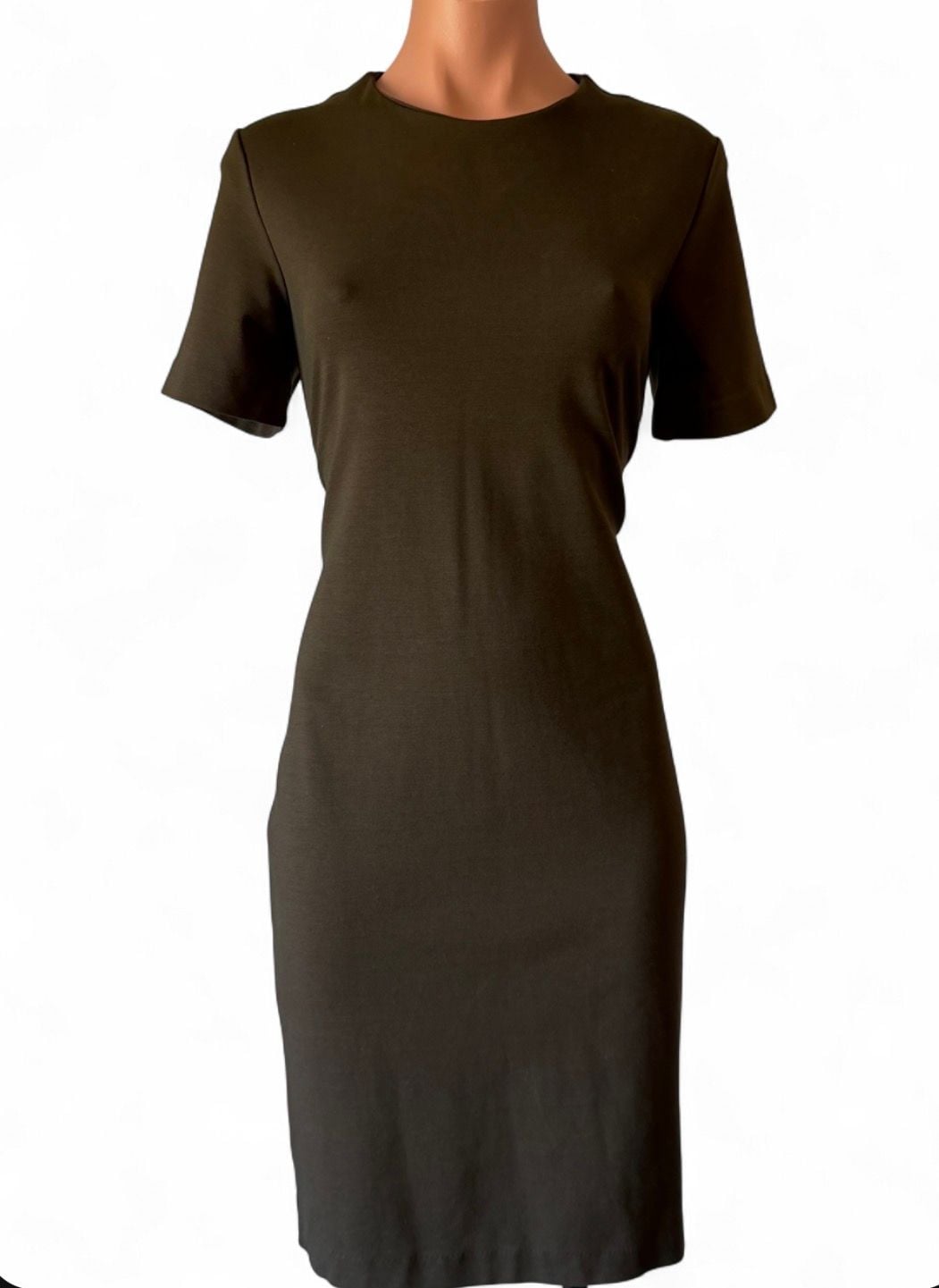 H&M Basic Olive Green Crew Neck Short Sleeve Bodycon Dress 2