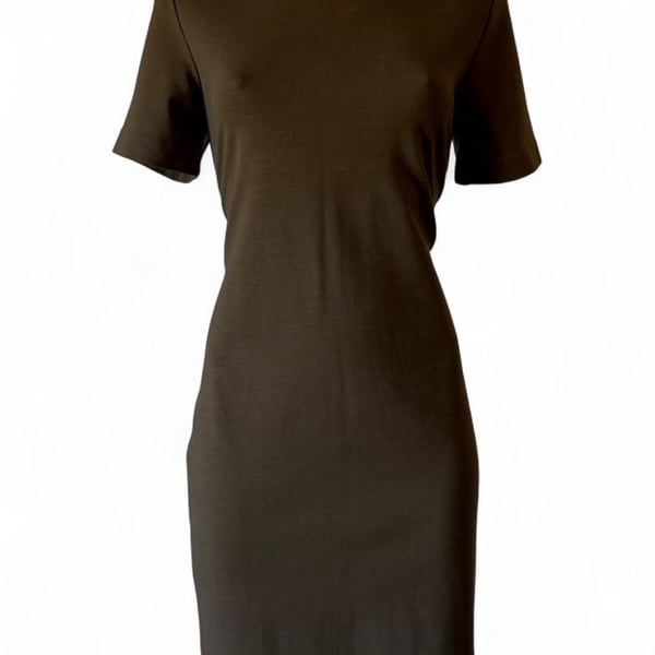 H&M Basic Olive Green Crew Neck Short Sleeve Bodycon Dress