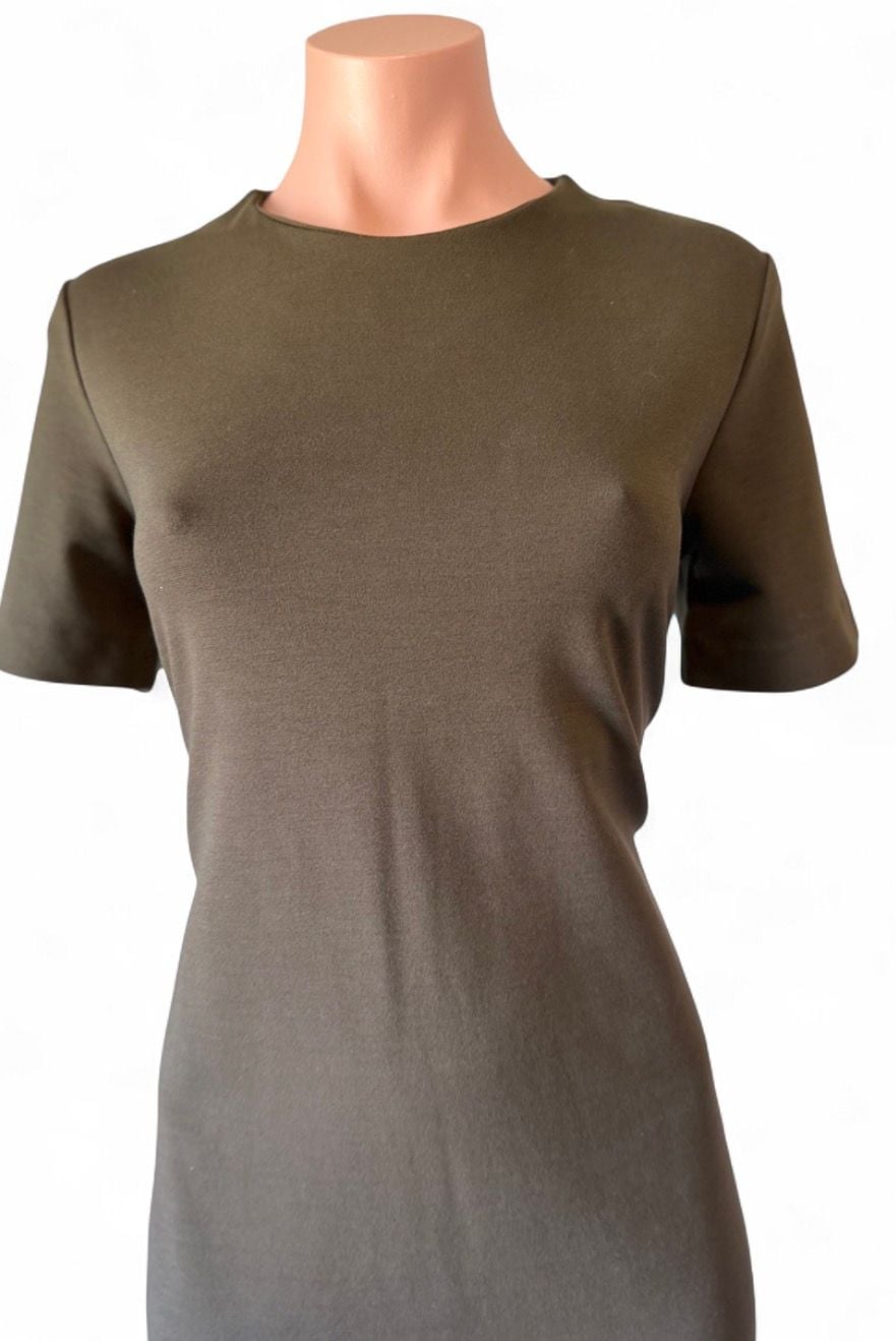 H&M Basic Olive Green Crew Neck Short Sleeve Bodycon Dress 3