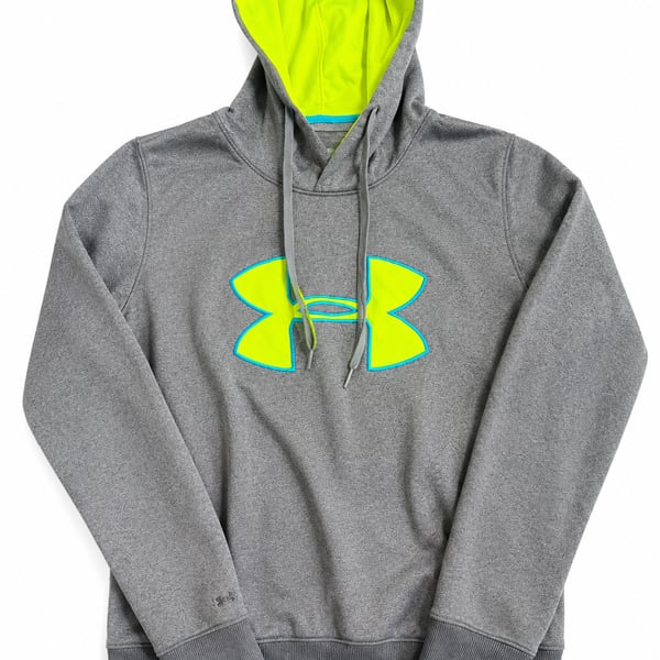Under Armour ColdGear Semi-Fitted Gray Hoodie with Lime Green Logo