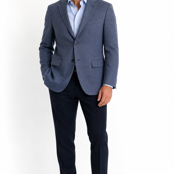 Chiavari Made in Italy Blue Micro-Check Wool Sport Coat