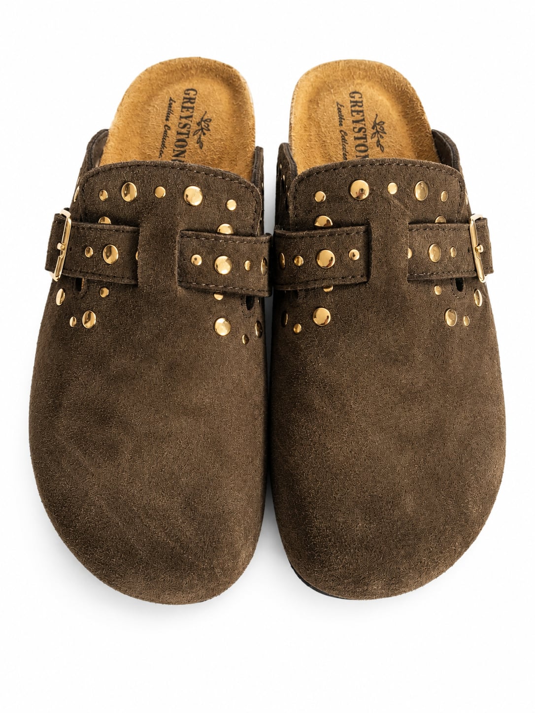 Greystone Leather Collection Suede Studded Clogs 2