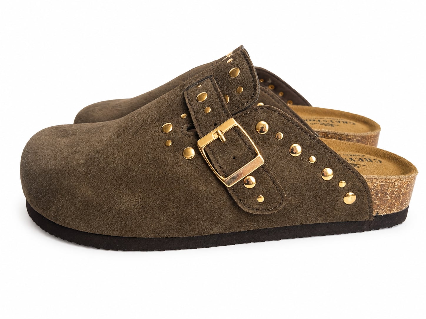 Greystone Leather Collection Suede Studded Clogs 4