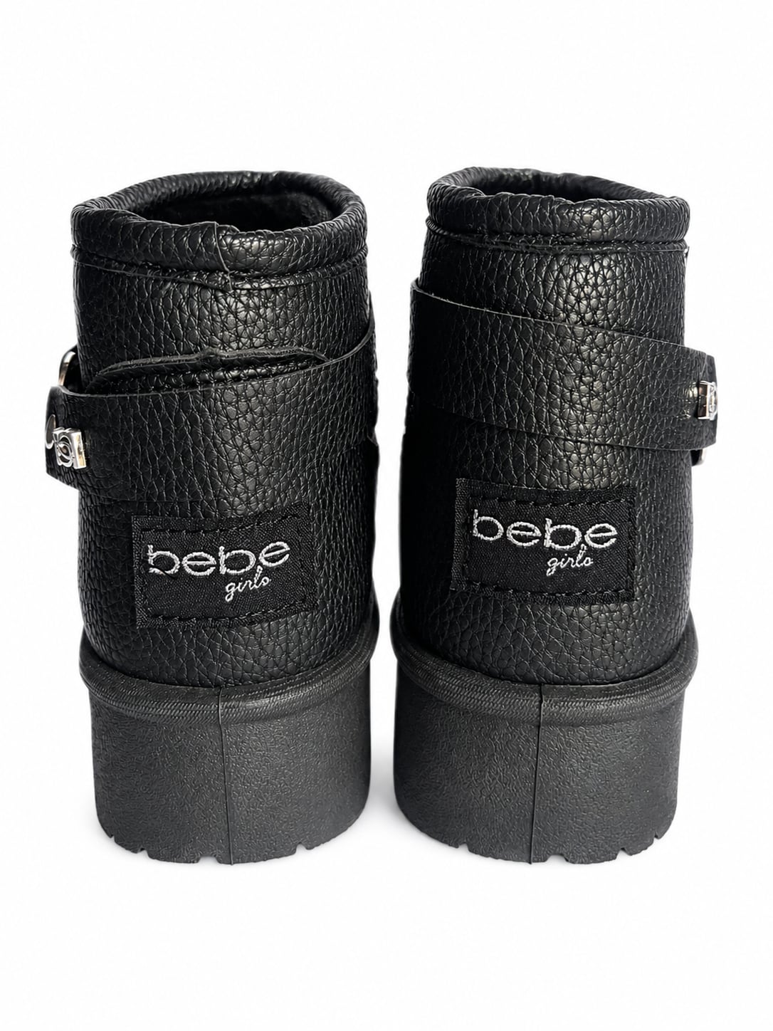 bebe Girls' Faux Leather Platform Ankle Boots with Heart Buckle and Faux Fur Lining 3