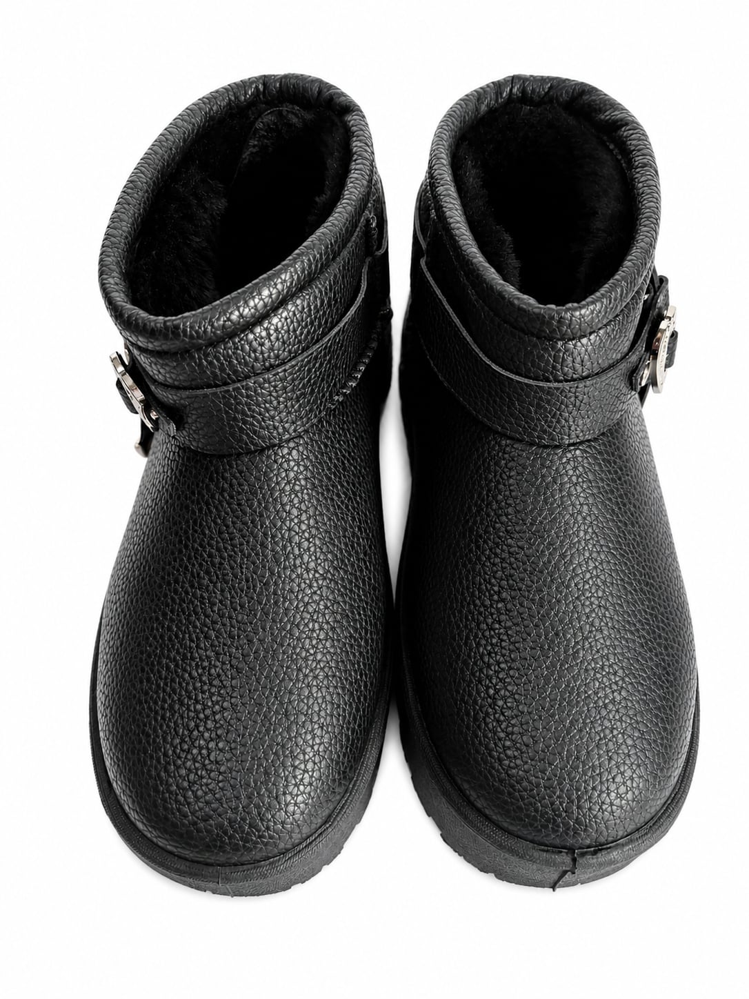 bebe Girls' Faux Leather Platform Ankle Boots with Heart Buckle and Faux Fur Lining 4