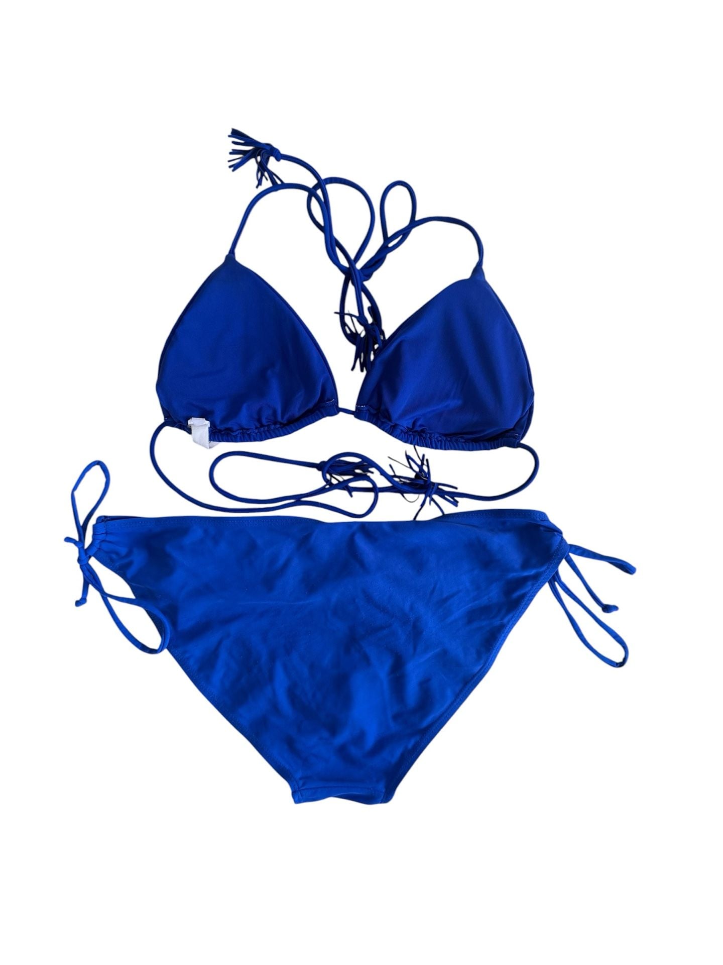 American Eagle Blue Embroidered Triangle String Bikini Set 2