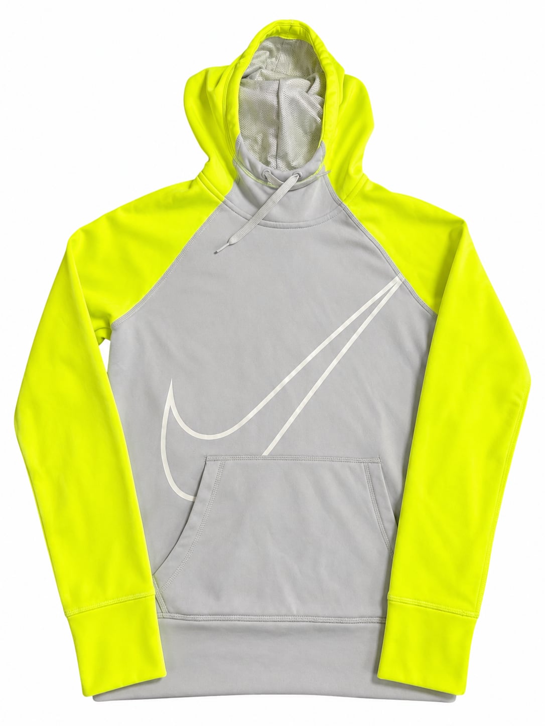 Nike Therma-Fit Gray and Neon Yellow Pullover Hoodie 2