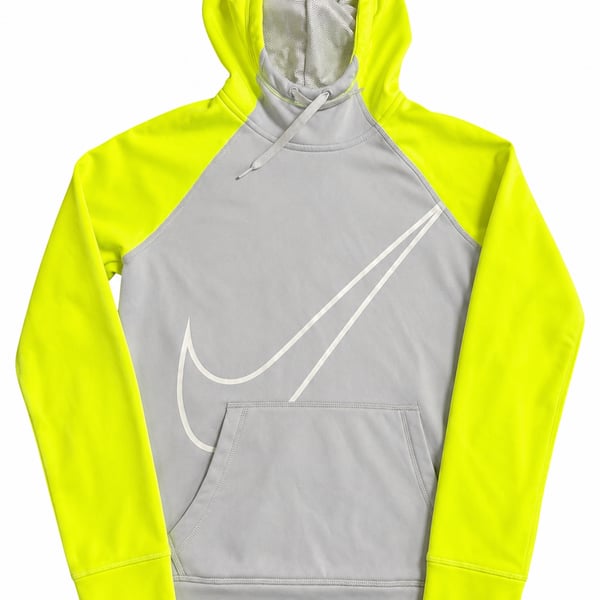 Nike Therma-Fit Gray and Neon Yellow Pullover Hoodie