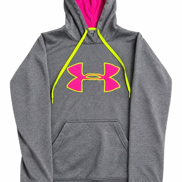 Under Armour UA Storm Semi-Fitted Women's Pullover Hoodie Gray with Pink and Neon Green