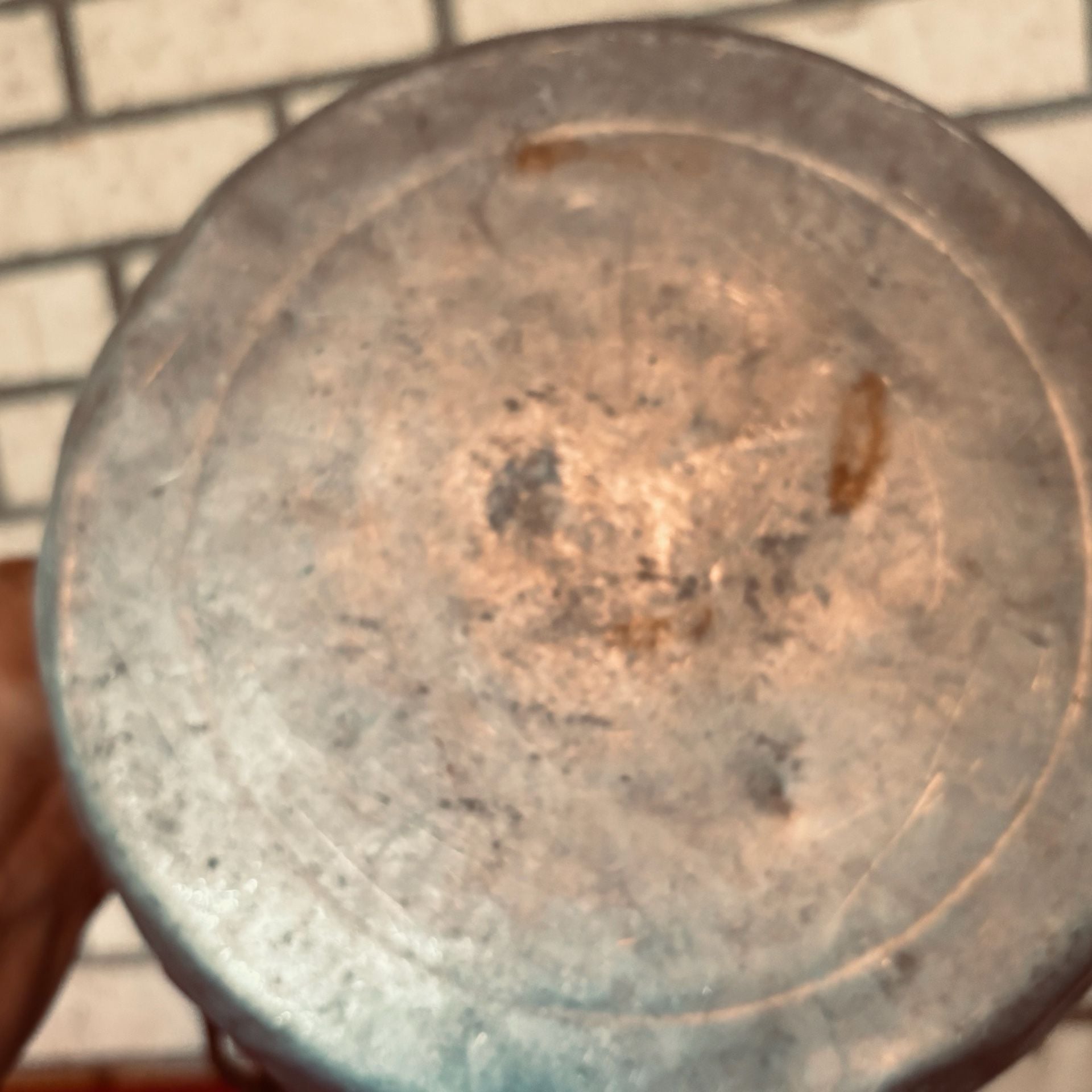 Vintage Rustic Hammered Aluminum bucket/ Pot with wooden Handle 9