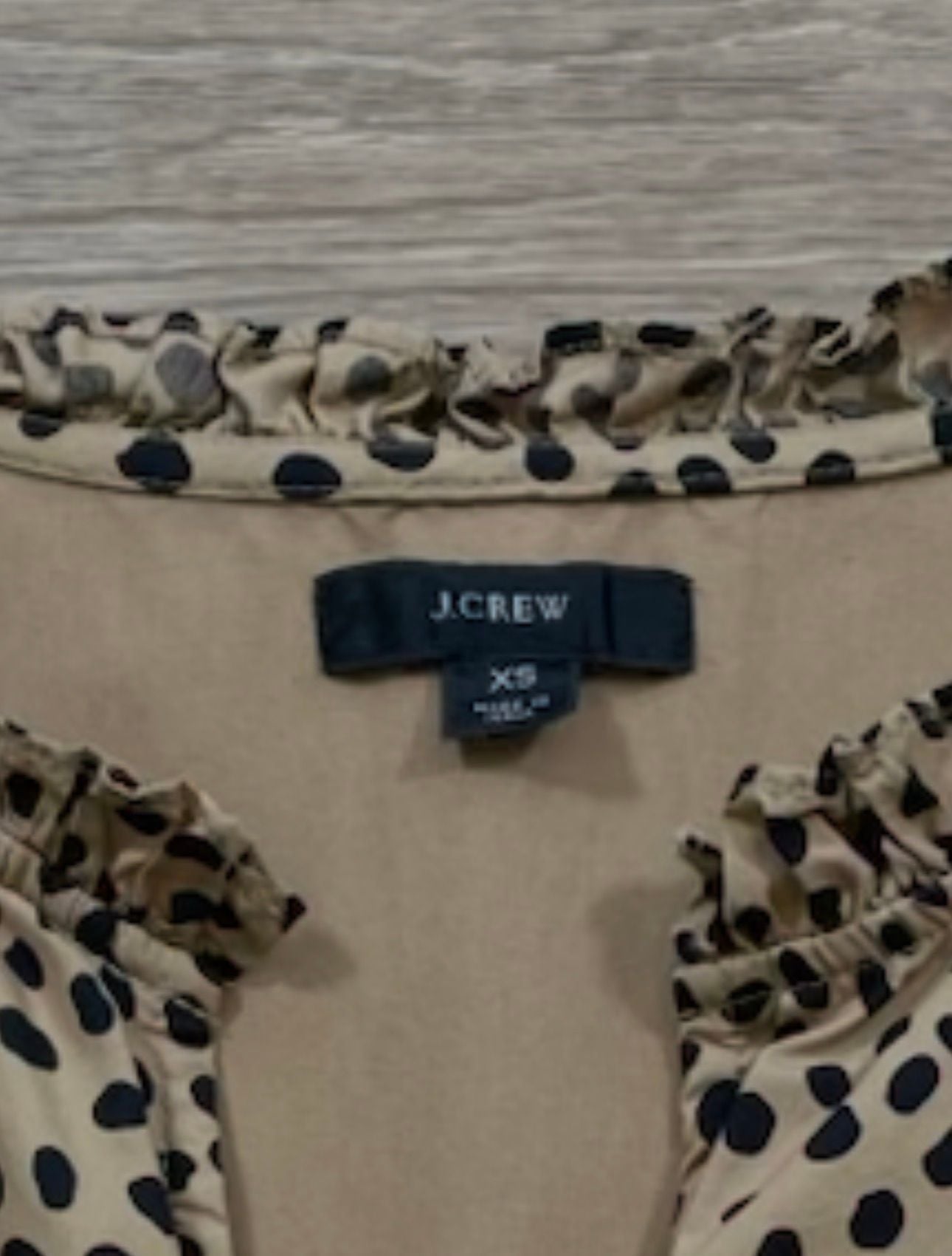 J.Crew XS Leopard Dot Tiered Popover Dress Ruffle Neck Cotton Lined Beige Midi 12