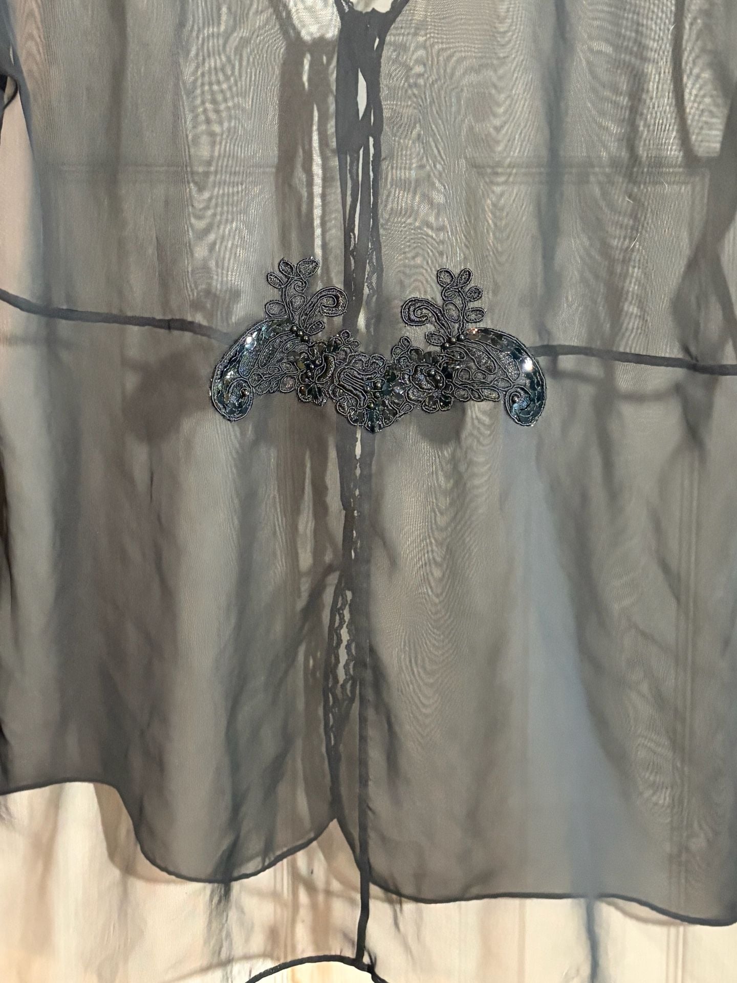 Sexy Sensual Coutures Black Sheer Lace Embellished Robe 22/24 Lingerie 8