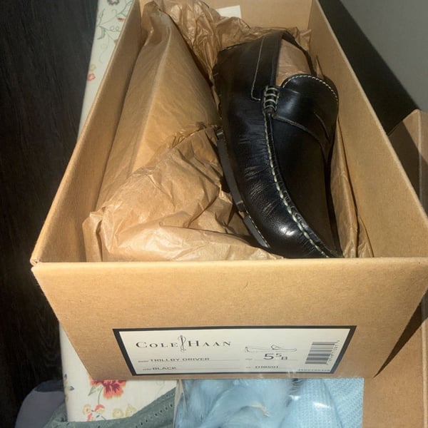 NIB Cole Haan Women's Trillby Driver Black Leather Penny Loafers
