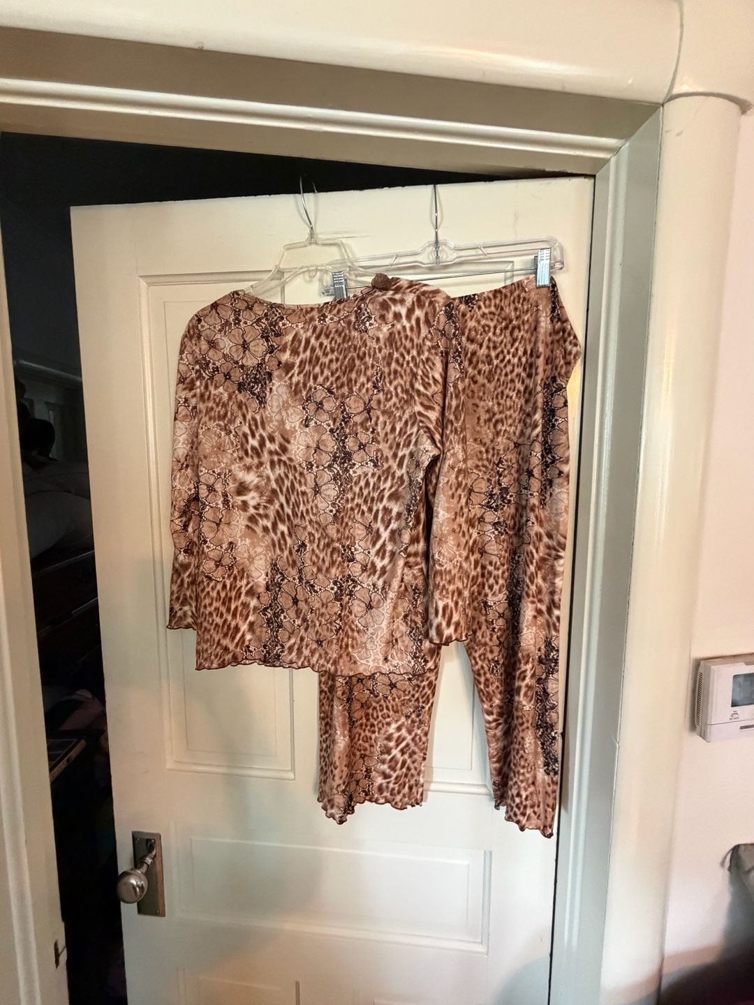 Studio Donatella Animal Print Lace-Trim 2-Piece Lounge Pajama Set 9