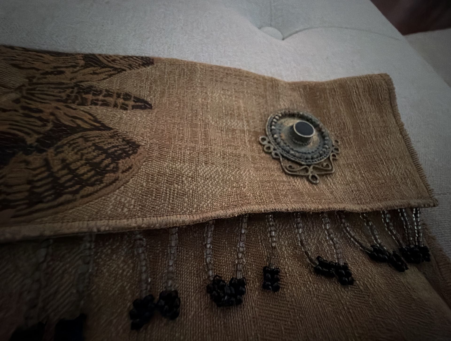 Bohemian Style Handmade Tapestry Clutch Butterfly Applique Beaded Tassel Trim 5