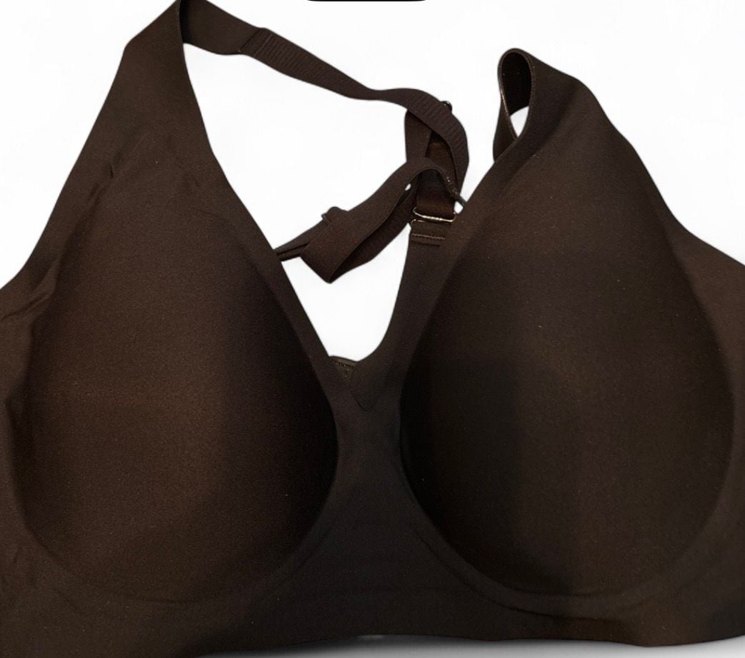 Women's Comfort V-Neck Wireless Pull-Over Bra, Black, Size XL 2