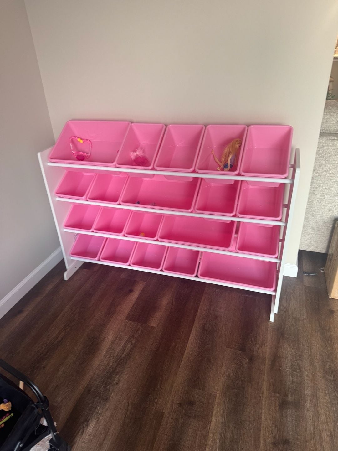 Humble Crew Charlotte White/Pink Extra Large Toy Storage Organizer with 20 Storage Bins 1