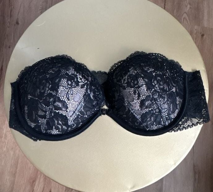 Victoria's Secret Strapless Padded Lace Bra - Black, Size 34B 1