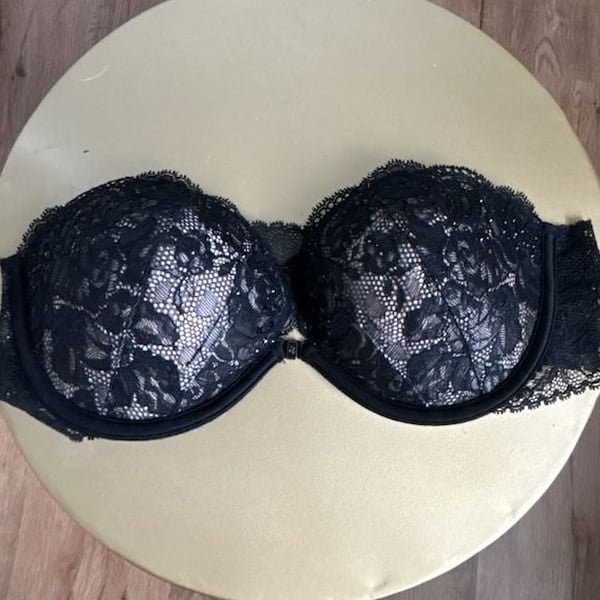 Victoria's Secret Strapless Padded Lace Bra - Black, Size 34B