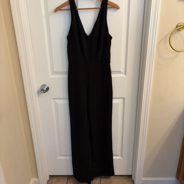 Crystal Sky Black Sleeveless V-Neck Wide Leg Jumpsuit