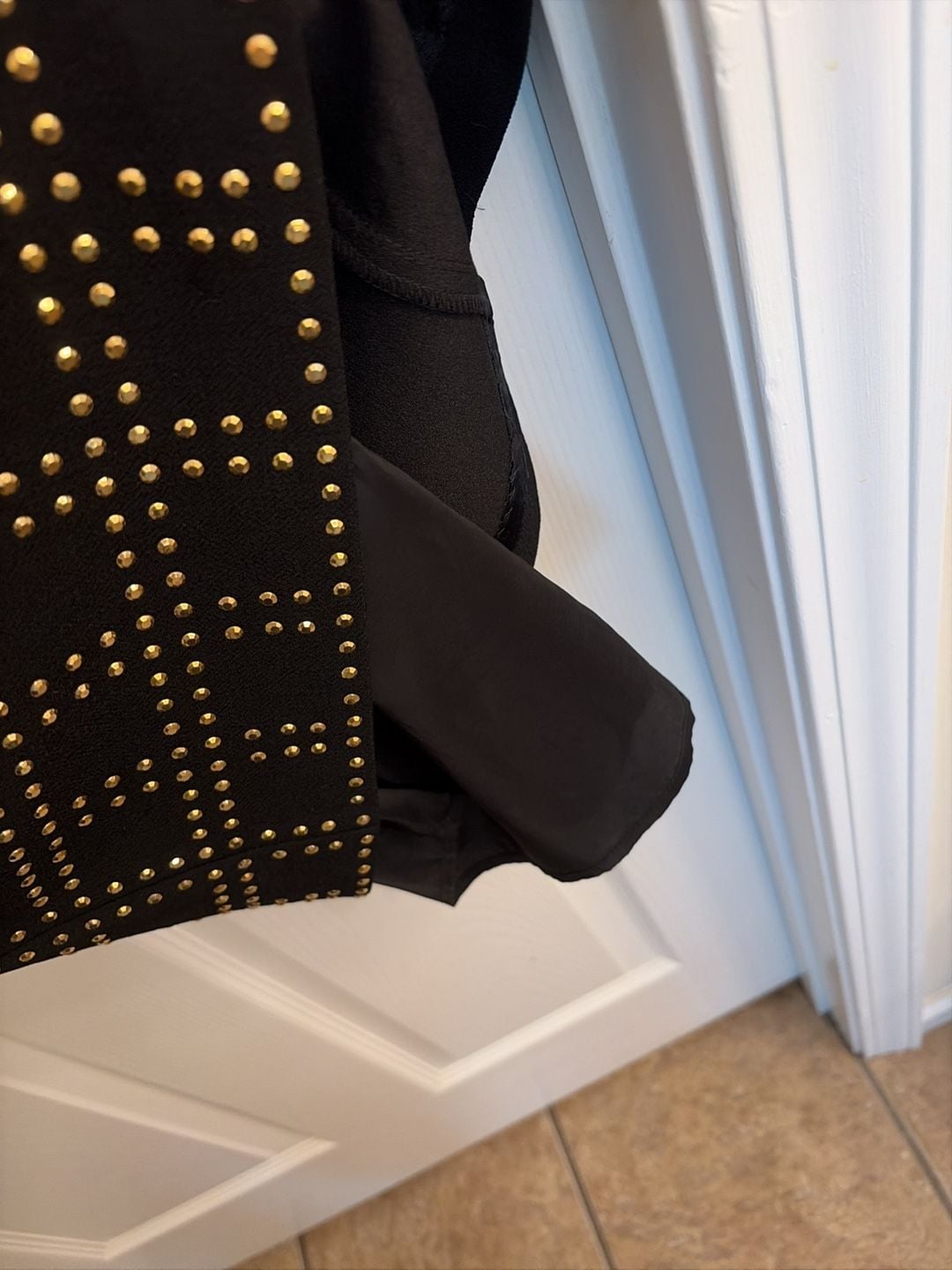 Trina Turk Black Sleeveless Sheath Dress with Gold Stud Embellishments 5