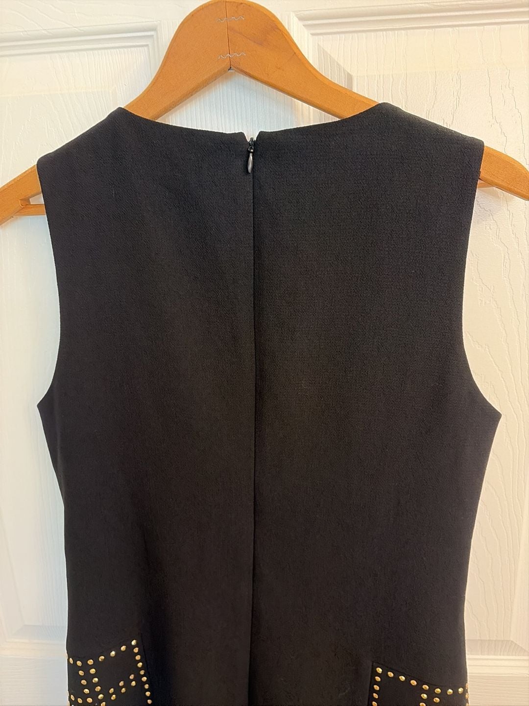 Trina Turk Black Sleeveless Sheath Dress with Gold Stud Embellishments 8