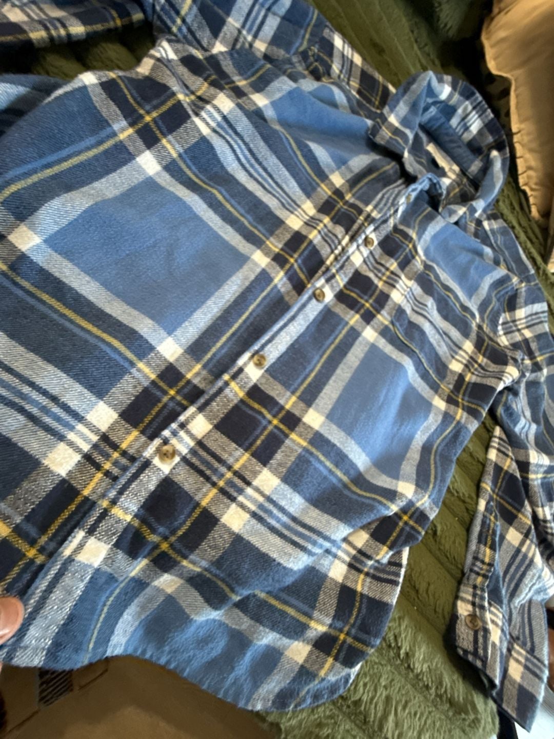 American Eagle Men's Blue Plaid Long Sleeve Flannel Shirt 5