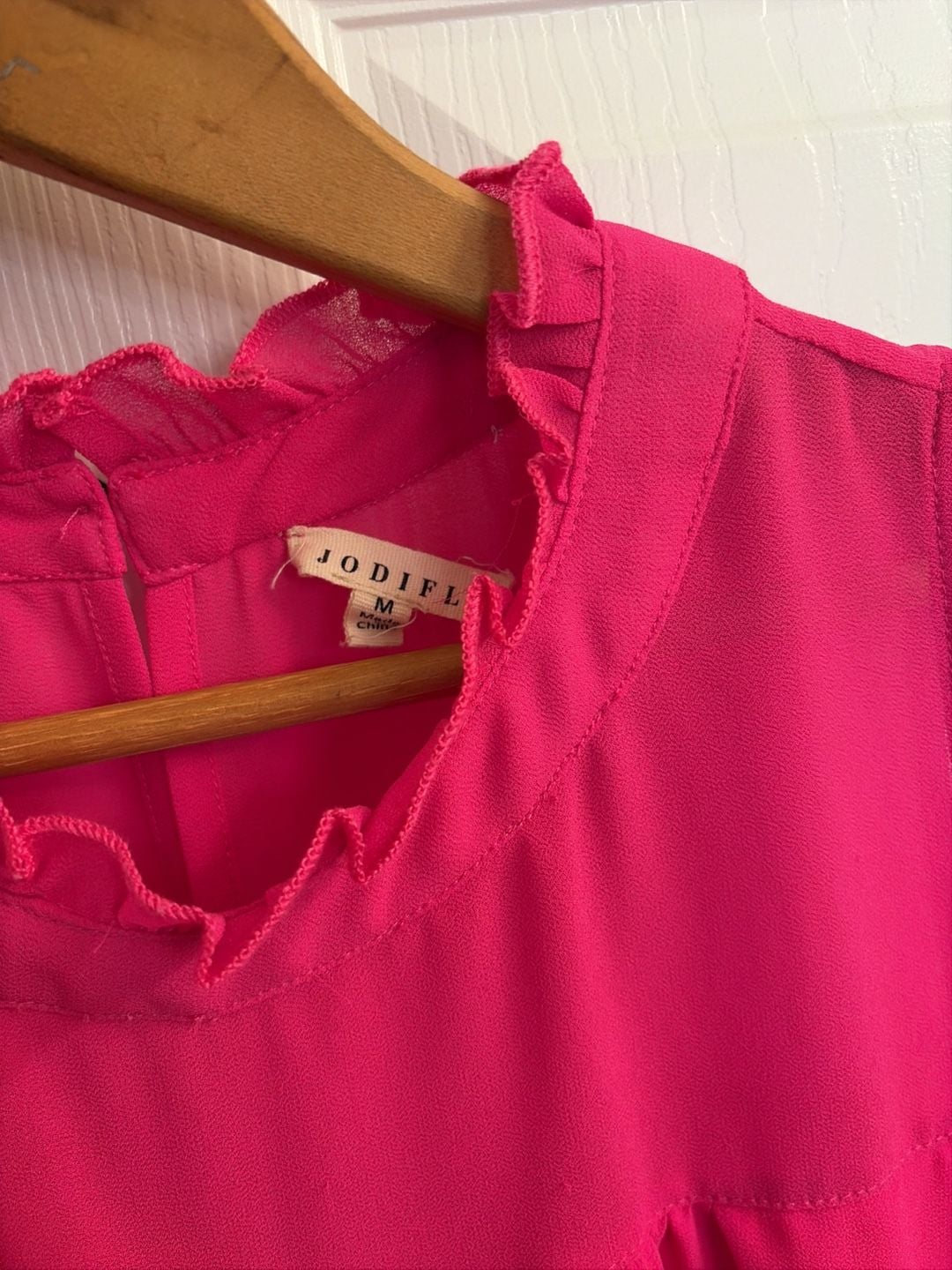 Jodifl Sleeveless Mock Neck Tiered Tank Top in Fuchsia Pink 4
