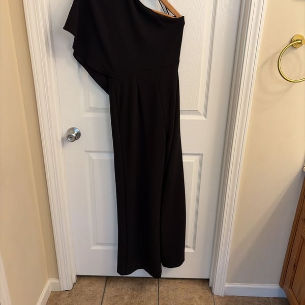 Adrianna Papell One-Shoulder Flutter Sleeve Wide-Leg Jumpsuit