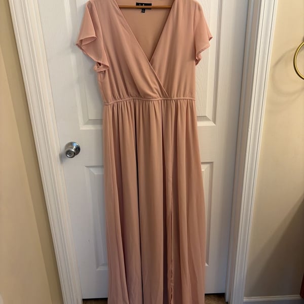 Lulus Lost in the Moment Blush Pink Wrap Maxi Dress
