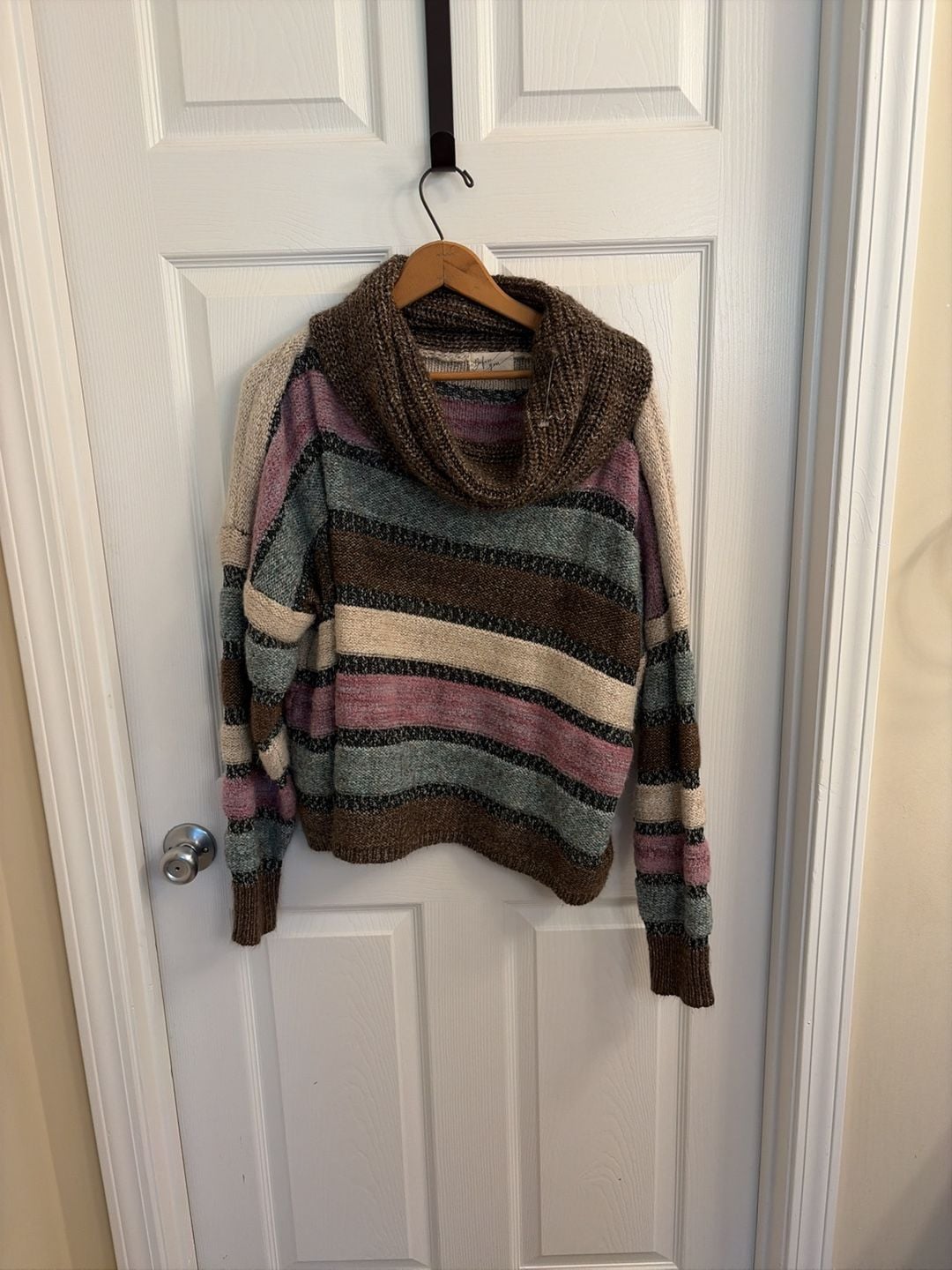 Before You Cowl Neck Striped Knit Sweater 2