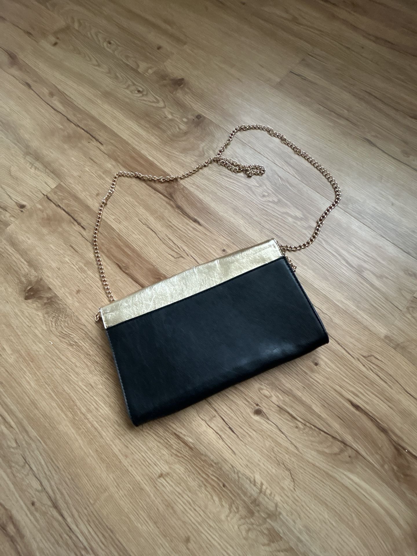 Torrid Black and Gold Envelope Clutch with Rhinestone Embellishments 6