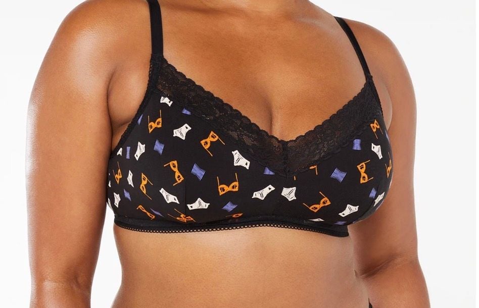 Savage X Fenty Cotton Essentials Lace-Trim Bralette in Black Graphic Print 3