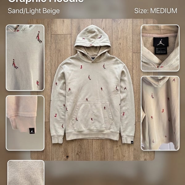 Jordan Essentials All-Over Print Holiday Fleece Hoodie in Rattan