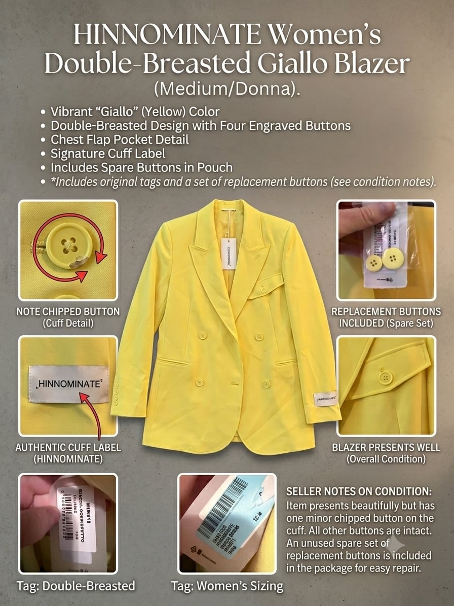 Hinnominate Double-Breasted Yellow Blazer 2